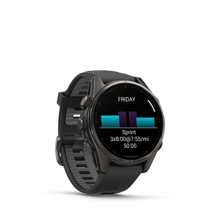 Garmin, fenix 8 AMOLED Sapphire 43mm, Watch, Watch Color: Grey, Wristband: Black/ Pebble Gray - Silicone