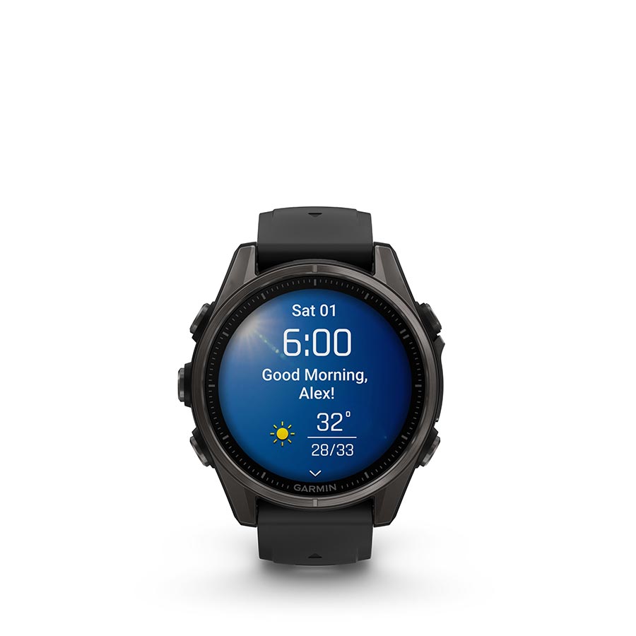 Garmin, fenix 8 AMOLED Sapphire 43mm, Watch, Watch Color: Grey, Wristband: Black/ Pebble Gray - Silicone