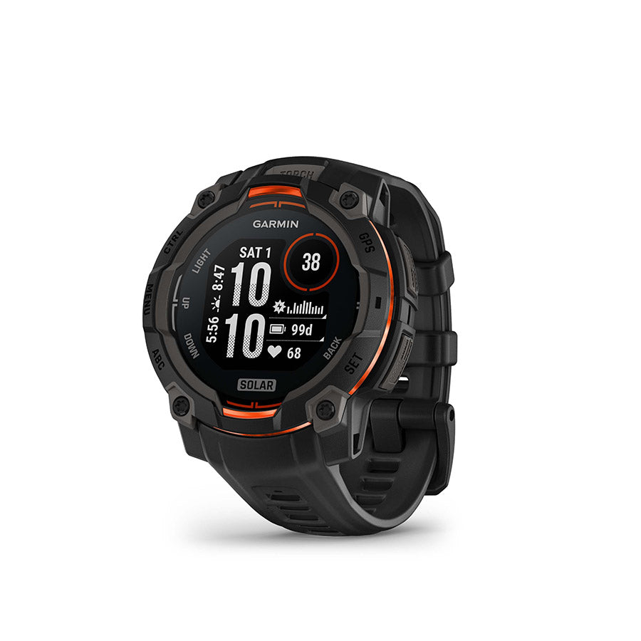 Garmin, Instinct 3 45mm Solar, Watch, Watch Color: Black, Wristband: Black - Silicone