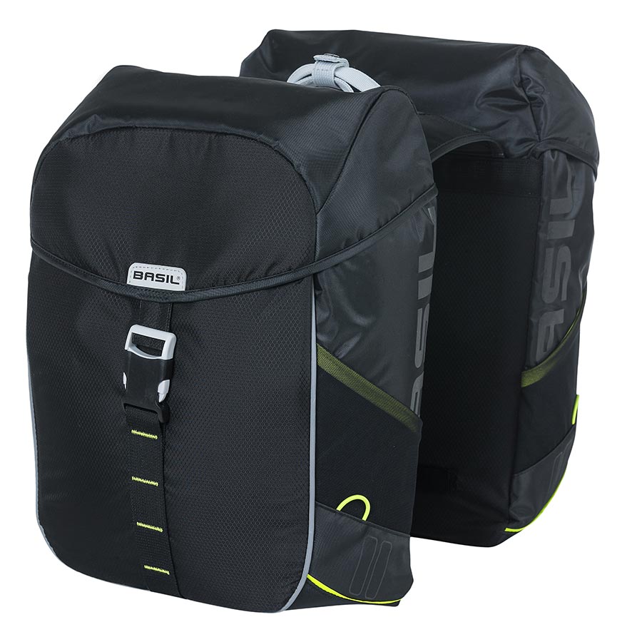 Basil, Miles Double Bag, Pannier, 34L, Black