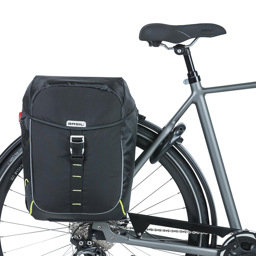 Basil, Miles Double Bag, Pannier, 34L, Black