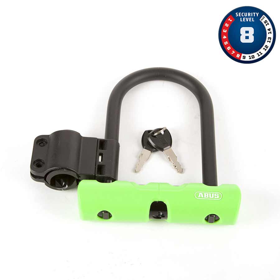 Abus, Ultra 410 Mini, U-Lock, Key, 12mm, 14.0cm x 15.0cm, 5.5'' x 5.9'', SH34, Green