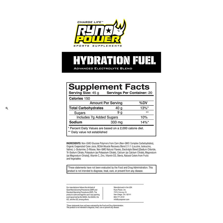 Ryno Power, Hydration Fuel, Drink Mix, Lemon Lime, Pouch, 20 servings