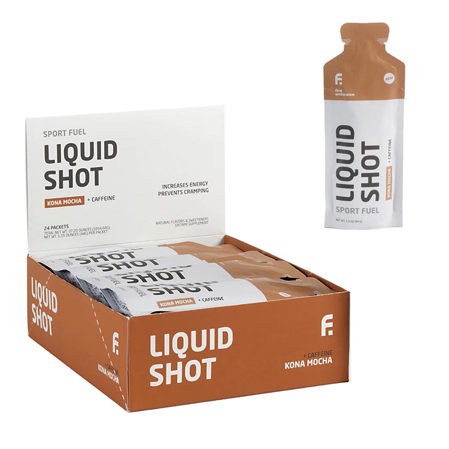 1st Endurance, Liquid Shot, Gels, Mocha, 24pcs